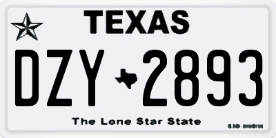 TX license plate DZY2893