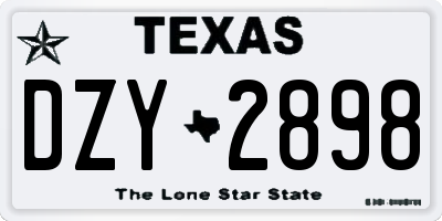 TX license plate DZY2898