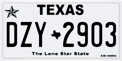 TX license plate DZY2903