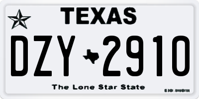 TX license plate DZY2910