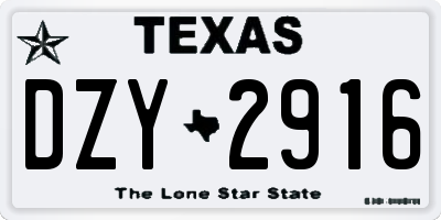 TX license plate DZY2916