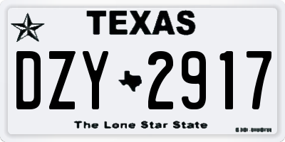 TX license plate DZY2917