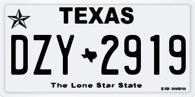 TX license plate DZY2919