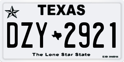 TX license plate DZY2921