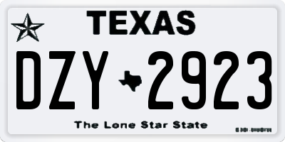 TX license plate DZY2923