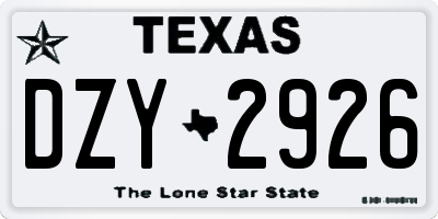 TX license plate DZY2926