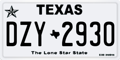 TX license plate DZY2930