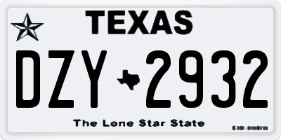 TX license plate DZY2932