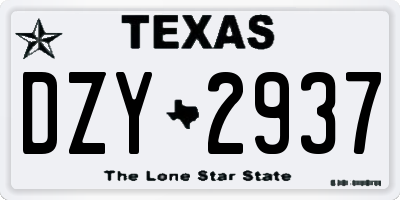 TX license plate DZY2937