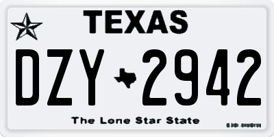 TX license plate DZY2942