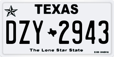 TX license plate DZY2943