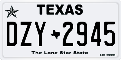 TX license plate DZY2945