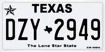 TX license plate DZY2949
