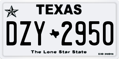 TX license plate DZY2950