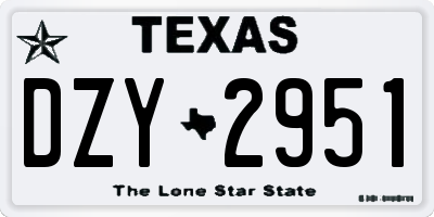 TX license plate DZY2951