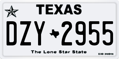 TX license plate DZY2955