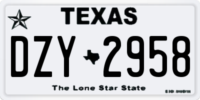 TX license plate DZY2958