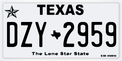 TX license plate DZY2959