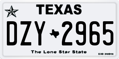 TX license plate DZY2965