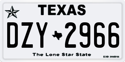 TX license plate DZY2966