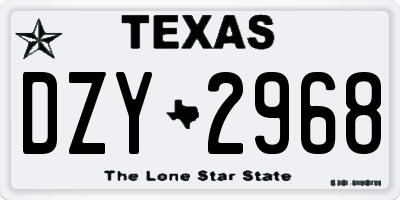 TX license plate DZY2968