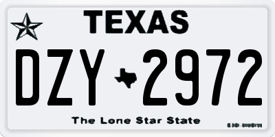 TX license plate DZY2972