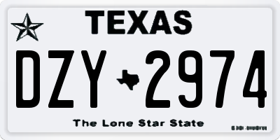 TX license plate DZY2974