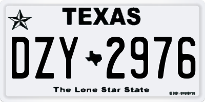 TX license plate DZY2976