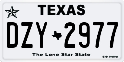 TX license plate DZY2977