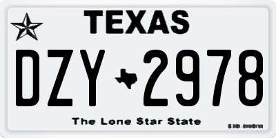 TX license plate DZY2978