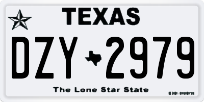 TX license plate DZY2979