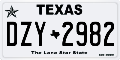 TX license plate DZY2982