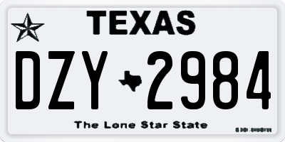 TX license plate DZY2984
