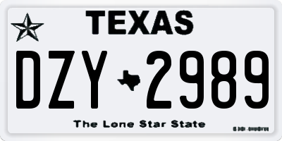 TX license plate DZY2989