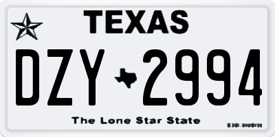 TX license plate DZY2994