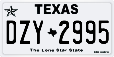TX license plate DZY2995