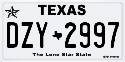 TX license plate DZY2997