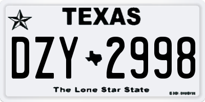 TX license plate DZY2998