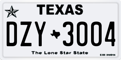 TX license plate DZY3004