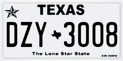 TX license plate DZY3008