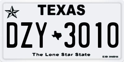 TX license plate DZY3010