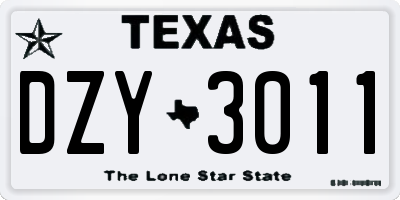TX license plate DZY3011