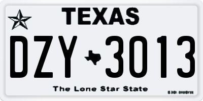 TX license plate DZY3013