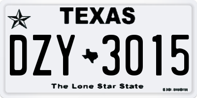 TX license plate DZY3015