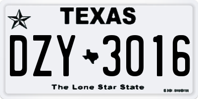 TX license plate DZY3016