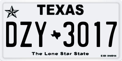 TX license plate DZY3017