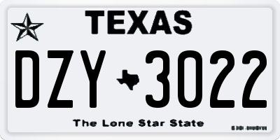 TX license plate DZY3022