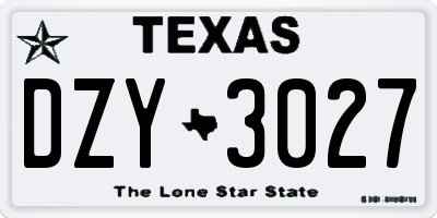 TX license plate DZY3027
