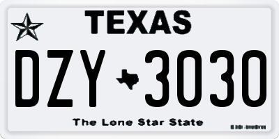 TX license plate DZY3030
