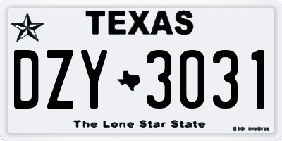 TX license plate DZY3031